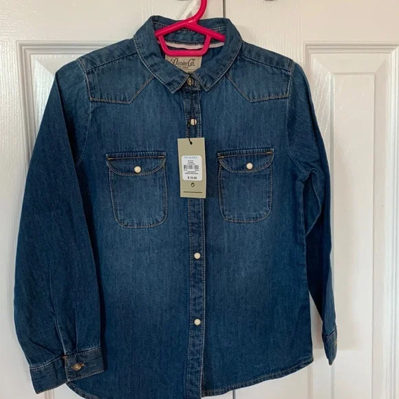 Primark Shirts & Tops | Nwt! Primark Denim Shirt For Little Girls Size 5-6 | Color: Blue | Size: 6g | Jeanniesjems's Closet
